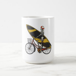 Skeleton Surfer with Surfboard Coffee Mug