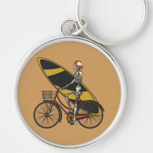Skeleton Surfer with Surfboard Key Ring