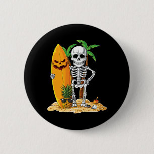 Skeleton Surfing Halloween Hawaii Hawaiian Men 6 Cm Round Badge