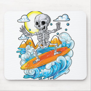 Skeleton Surfing Halloween Hawaii Hawaiian Men Wom Mouse Mat