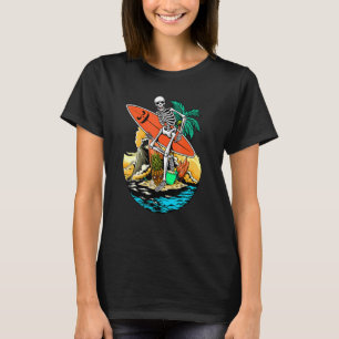Skeleton Surfing Jackolantern Halloween Men Hawaii T-Shirt