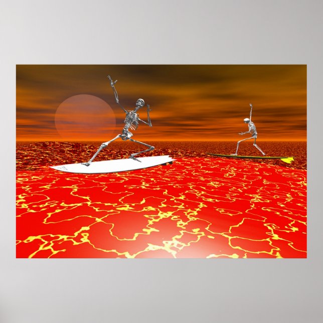 skeleton surfing on the lava poster (Front)