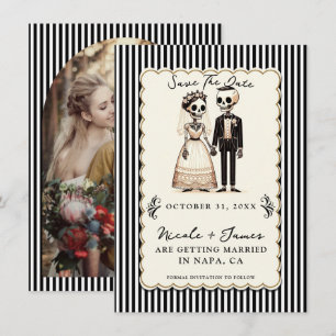 Skeleton Sweethearts Bride Groom Save the Date Invitation
