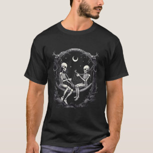 Skeleton Swing Night Moon Halloween Costume Skelet T-Shirt