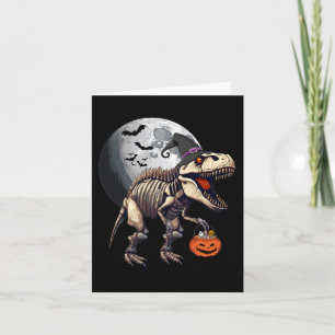 Skeleton T Rex Dinosaur Fun Halloween Pumpkin Boys Card