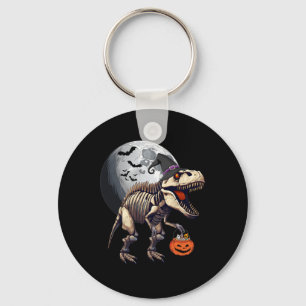 Skeleton T Rex Dinosaur Fun Halloween Pumpkin Boys Key Ring