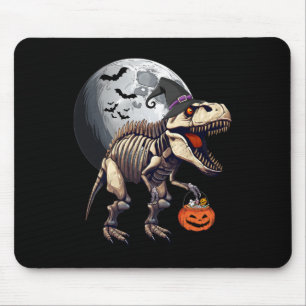 Skeleton T Rex Dinosaur Fun Halloween Pumpkin Boys Mouse Mat