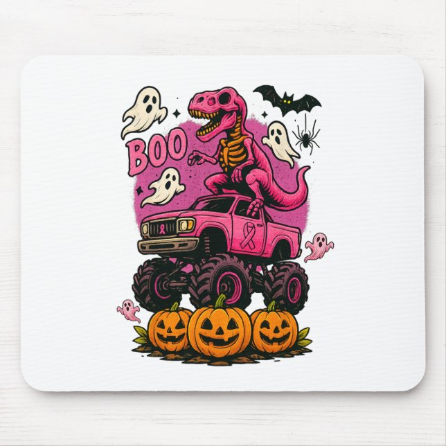 Skeleton T Rex Dinosaur Monster Truck Pumpkin Brea Mouse Mat (Front)