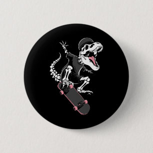 Skeleton T-rex Skateboarder - Vintage Dinosaur Ska 6 Cm Round Badge