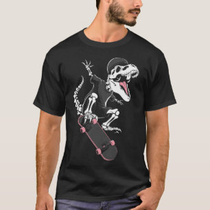 Skeleton T-rex Skateboarder - Vintage Dinosaur Ska T-Shirt