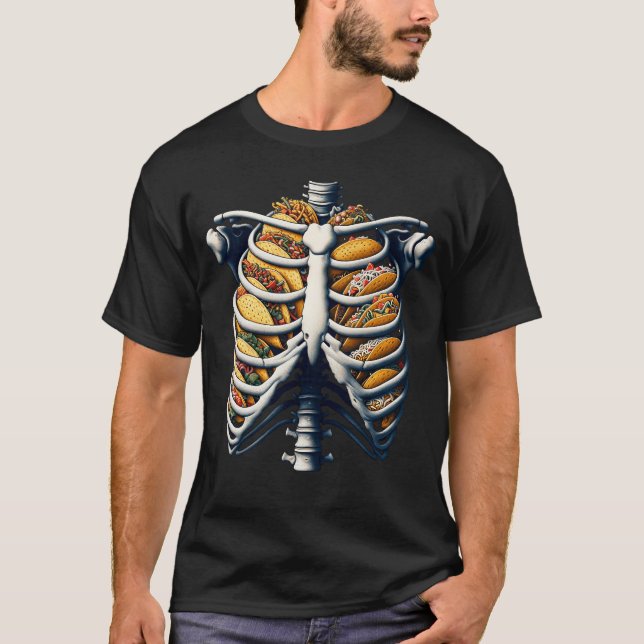 Skeleton Tacos Lover Cinco De Mayo Fiesta T-Shirt (Front)