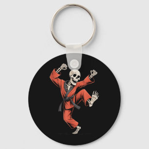 Skeleton Taekwondo Kick Funny Halloween Trick Or Key Ring