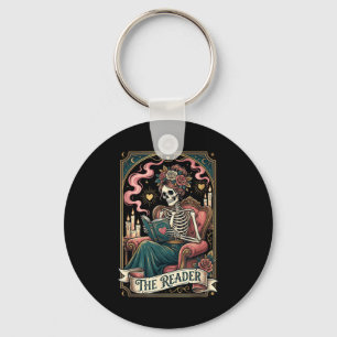 Skeleton Tarot Card The Reader Book Lover Valentin Key Ring