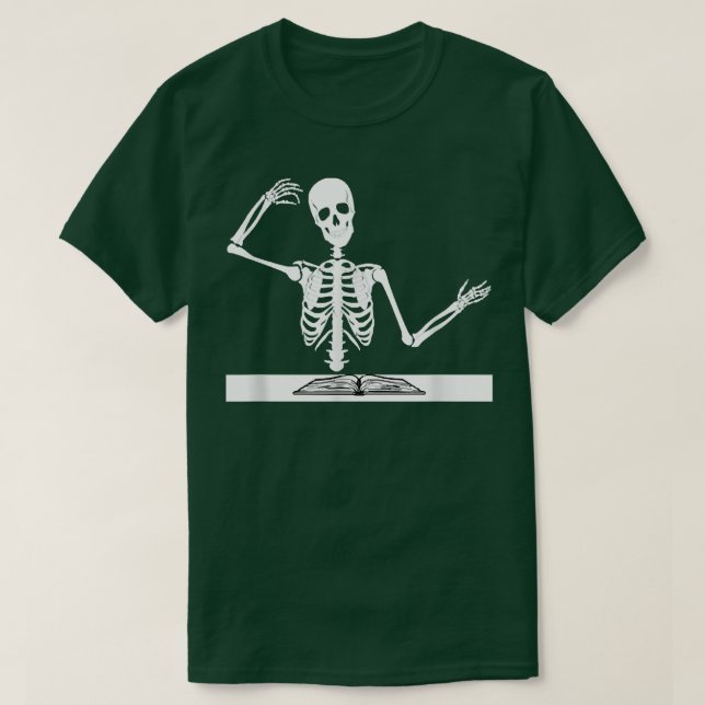 Skeleton Teacher Book History T-Shirt (Design Front)