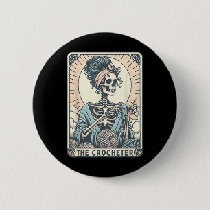 Skeleton The Crocheter Mum Tarot Card Knitter Croc 6 Cm Round Badge