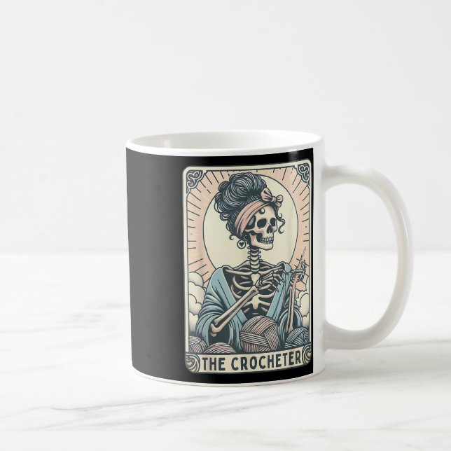 Skeleton The Crocheter Mum Tarot Card Knitter Croc Coffee Mug (Right)