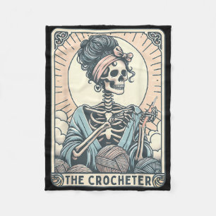 Skeleton The Crocheter Mum Tarot Card Knitter Croc Fleece Blanket