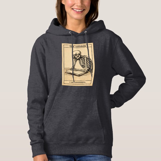 Skeleton Thinker Illustration Hoodie (Front)