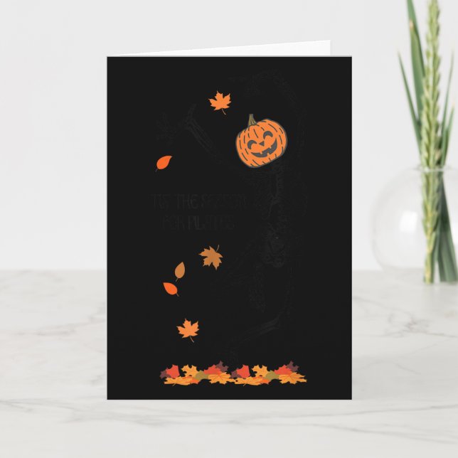Skeleton Tis The Season For Lates Meditation Hallo Card (Front)