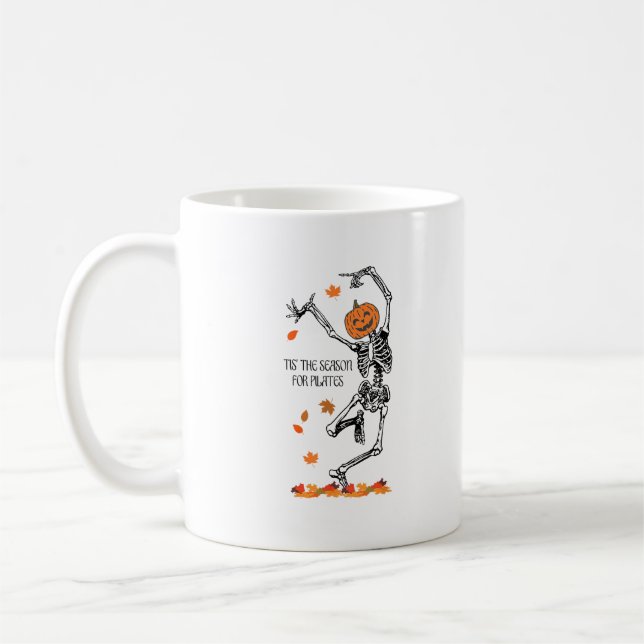 Skeleton Tis The Season For Pilates Meditation Hal Coffee Mug (Left)