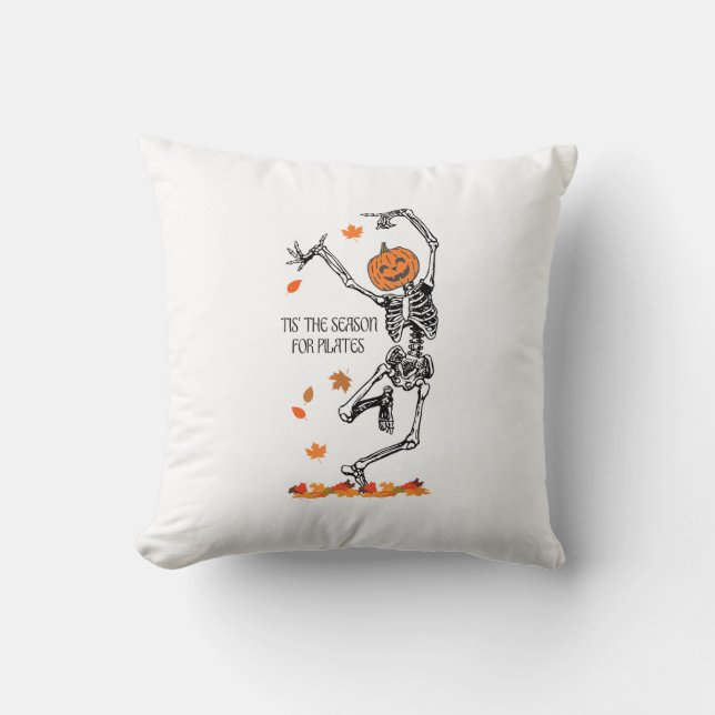 Skeleton Tis The Season For Pilates Meditation Hal Cushion (Front)