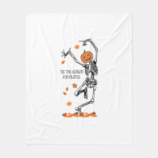 Skeleton Tis The Season For Pilates Meditation Hal Fleece Blanket (Front)