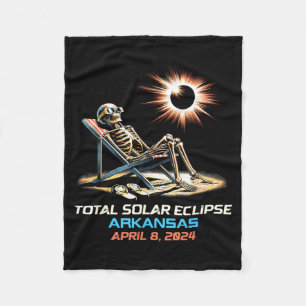 Skeleton Total Solar Eclipse Arkansas AR Fleece Blanket