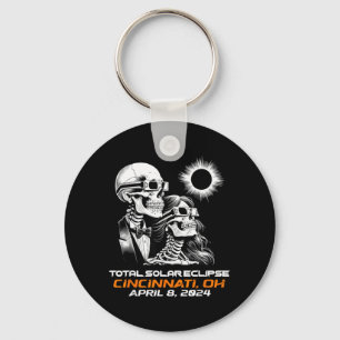 Skeleton Total Solar Eclipse Cincinnati Ohio Key Ring