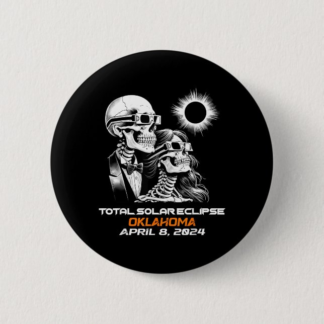 Skeleton Total Solar Eclipse Oklahoma Ok 6 Cm Round Badge (Front)