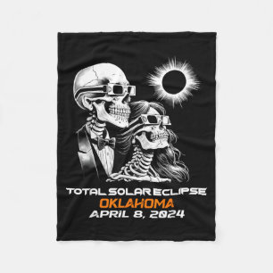Skeleton Total Solar Eclipse Oklahoma Ok Fleece Blanket