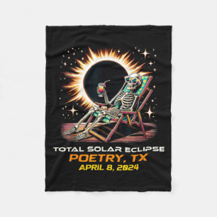 Skeleton Total Solar Eclipse Poetry Texas Fleece Blanket