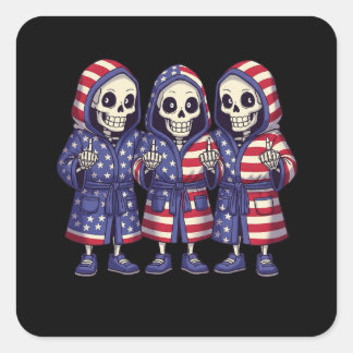 Skeleton Trio Patriotic Sticker