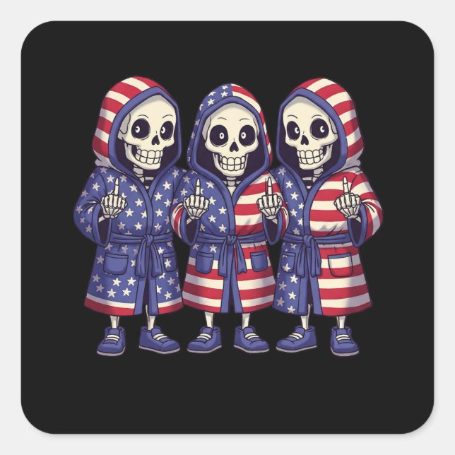 Skeleton Trio Patriotic Sticker (Front)