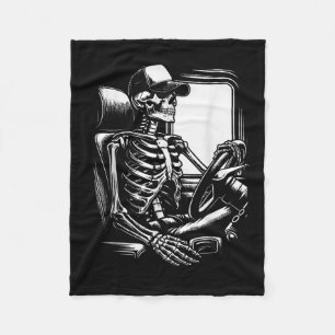 Skeleton Truck Driver Funny Big Trucking Truck Fleece Blanket
