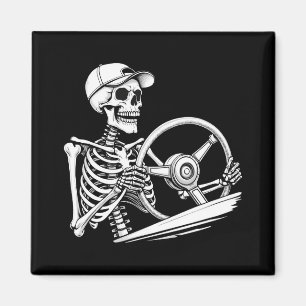 Skeleton Truck Driver - Funny Big Trucking Trucker Magnet