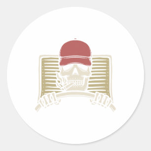 Skeleton Trucker Lazy Halloween Costume Skull Truc Classic Round Sticker