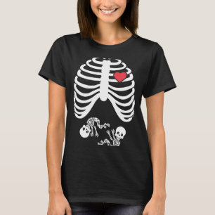 Skeleton Twin Pregnancy Halloween T-Shirt