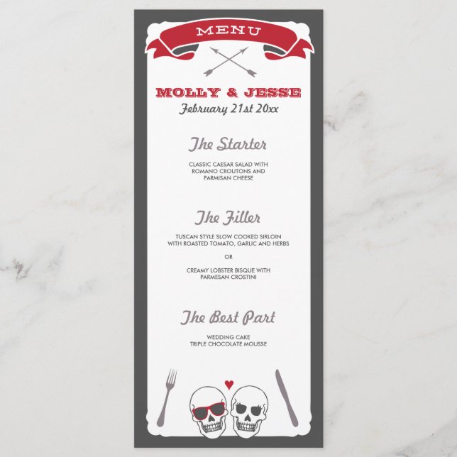 Skeleton Valentine Wedding Menu (Front)