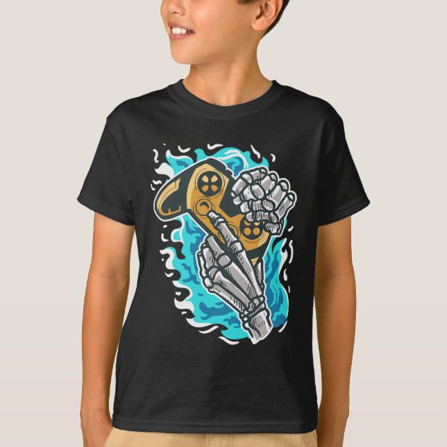 Skeleton Video Game Controller Player Gamer  T-Shirt (Front)