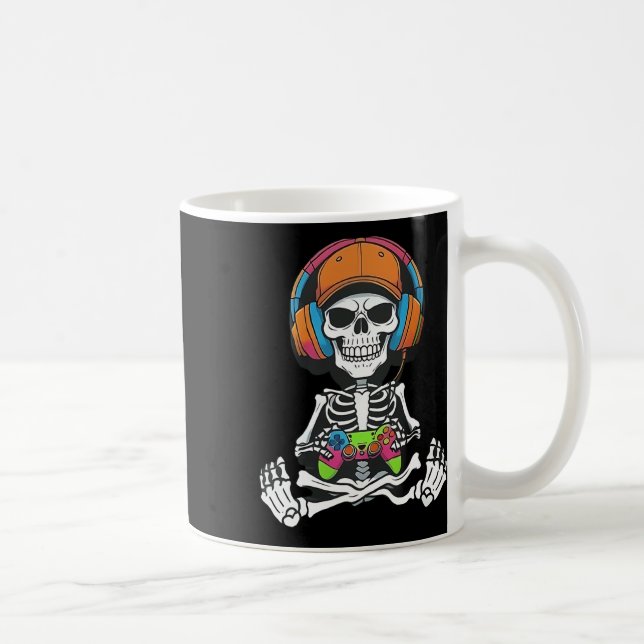 Skeleton Video Game Halloween Gaming Gamer Boys Me Coffee Mug (Right)