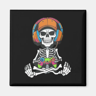 Skeleton Video Game Halloween Gaming Gamer Boys Me Magnet
