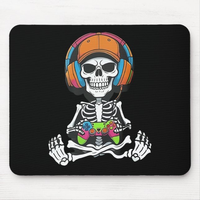 Skeleton Video Game Halloween Gaming Gamer Boys Me Mouse Mat (Front)