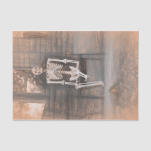 Skeleton Vintage Antique Sepia Sketch Art Tissue Paper