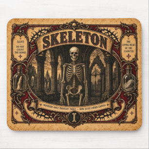 Skeleton, Vintage Circus Monster Mouse Mat