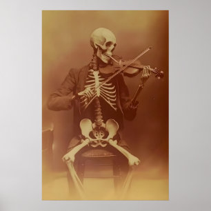 Skeleton Violinist Art Print Vintage Gothic Home 1
