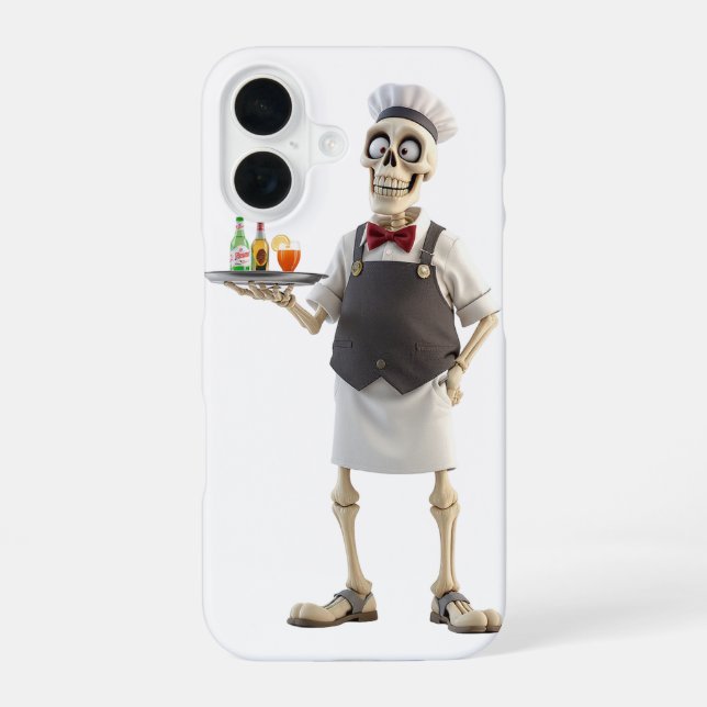 Skeleton Waiter Chef Drinks Phone Case (Back)