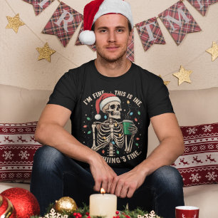 Skeleton Waiting For Holiday Halloween Christmas T-Shirt