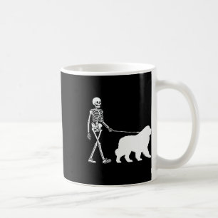 Skeleton Walking A Newfoundland Dog Halloween Outf Coffee Mug