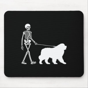 Skeleton Walking A Newfoundland Dog Halloween Outf Mouse Mat