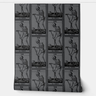 Skeleton Wallpaper - Gothic Decor - Grey - La Mort